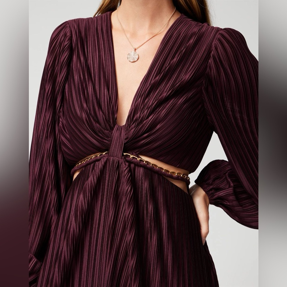 WHBM WINE CHAIN CUTOUT MAXI DRESS